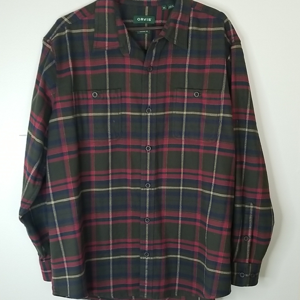 Mens Orvis Flannel Shirt Classic Fit Sz XLARGE